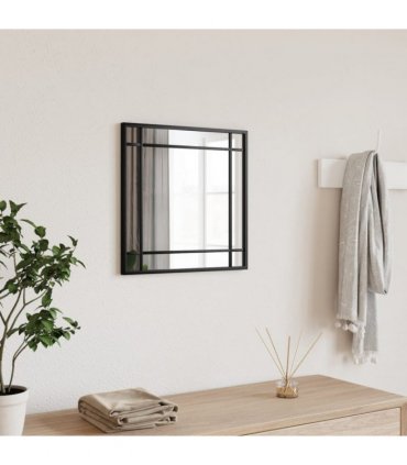 vidaXL Wall Mirror Black 40x40 cm Square Iron — Size: 40 x 40 cm