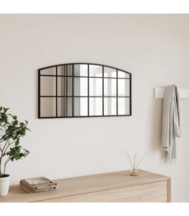 vidaXL Wall Mirror Black 80x40 cm Arch Iron — Size: 80 x 40 cm