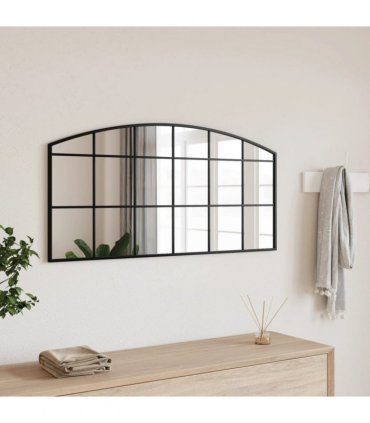 vidaXL Wall Mirror Black 100x50 cm Arch Iron — Size: 100 x 50 cm