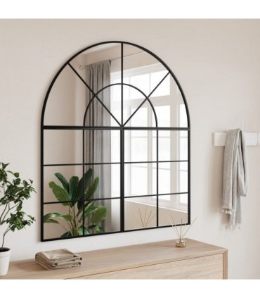 vidaXL Wall Mirror Black 100x50 cm Arch Iron — Size: 100 x 50 cm — V0671989909