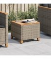 vidaXL Garden Table Grey 45x45x37 cm Poly Rattan Acacia Wood