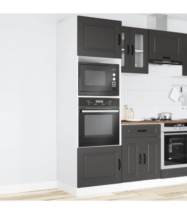 vidaXL Oven Cabinets 2 pcs Kalmar Black Engineered Wood — Model: 1x oven cabinet 60 cm wide 207 cm high