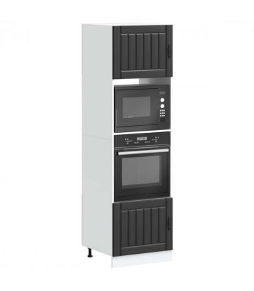 vidaXL Oven Cabinets 2 pcs Lucca Black Engineered Wood — Size: 60 x 57 x 207 cm, Model: 1x oven cabinet