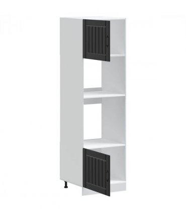 vidaXL Oven Cabinets 2 pcs Lucca Black Engineered Wood — Size: 60 x 57 x 207 cm, Model: 1x oven cabinet