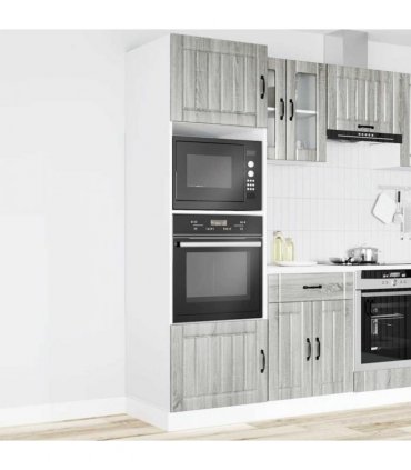 vidaXL Oven Cabinets 2 pcs Kalmar Grey Sonoma Engineered Wood — Size: 60 x 57 x 207 cm, Model: 1x oven cabinet