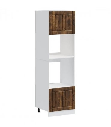 vidaXL Oven Cabinets 2 pcs Lucca Smoked Oak Engineered Wood — Size: 60 x 57 x 207 cm, Model: 1x oven cabinet