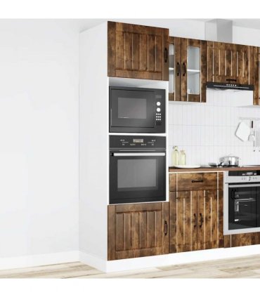 vidaXL Oven Cabinets 2 pcs Lucca Smoked Oak Engineered Wood — Size: 60 x 57 x 207 cm, Model: 1x oven cabinet