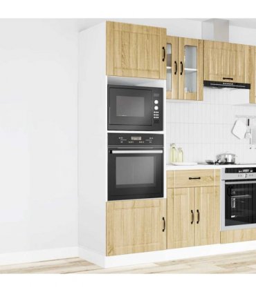 vidaXL Oven Cabinets 2 pcs Lucca Sonoma Oak Engineered Wood — Size: 60 x 57 x 207 cm, Model: 1x oven cabinet