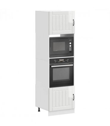 vidaXL Oven Cabinets 2 pcs Lucca Gloss White Engineer — Colour: high gloss white, Size: 60 x 57 x 207 cm, Model: 1x oven cabinet