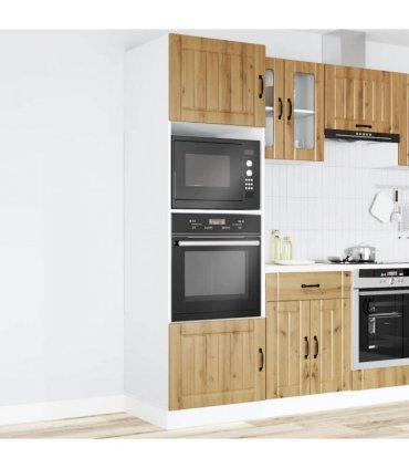 vidaXL Oven Cabinets 2 pcs Lucca Artisan Oak Engineered Wood — Size: 60 x 57 x 207 cm, Model: 1x oven cabinet