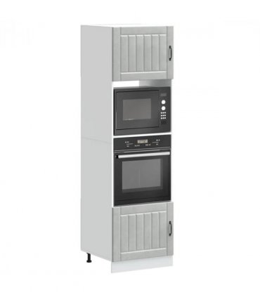 vidaXL Oven Cabinets 2 pcs Lucca Concrete Grey Engineered Wood — Size: 60 x 57 x 207 cm, Model: 1x oven cabinet
