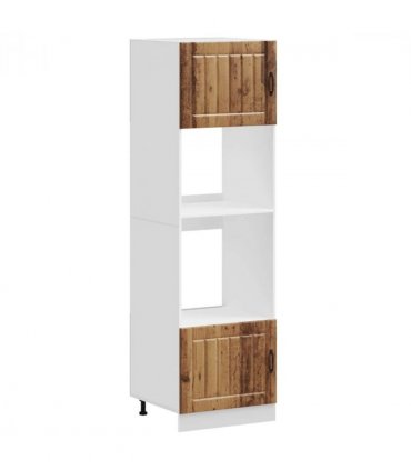 vidaXL Oven Cabinets 2 pcs Lucca Old Wood Engineered Wood — Size: 60 x 57 x 207 cm, Model: 1x oven cabinet