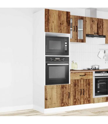 vidaXL Oven Cabinets 2 pcs Lucca Old Wood Engineered Wood — Size: 60 x 57 x 207 cm, Model: 1x oven cabinet
