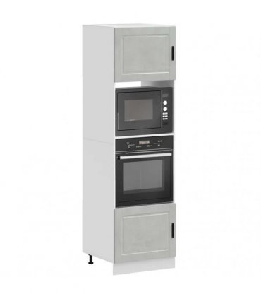 vidaXL Oven Cabinets 2 pcs Porto Concrete Grey Engineered Wood — Size: 60 x 57 x 207 cm, Model: 1x oven cabinet