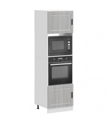 vidaXL Oven Cabinets 2 pcs Porto Grey Sonoma Engineered Wood — Size: 60 x 57 x 207 cm, Model: 1x oven cabinet