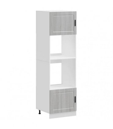 vidaXL Oven Cabinets 2 pcs Porto Grey Sonoma Engineered Wood — Size: 60 x 57 x 207 cm, Model: 1x oven cabinet