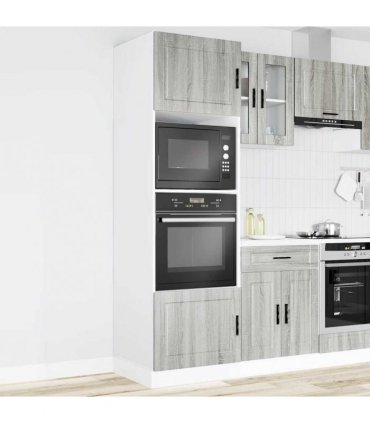 vidaXL Oven Cabinets 2 pcs Porto Grey Sonoma Engineered Wood — Size: 60 x 57 x 207 cm, Model: 1x oven cabinet