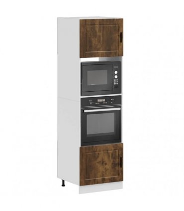 vidaXL Oven Cabinets 2 pcs Porto Smoked Oak Engineered Wood — Size: 60 x 57 x 207 cm, Model: 1x oven cabinet