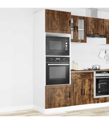 vidaXL Oven Cabinets 2 pcs Porto Smoked Oak Engineered Wood — Size: 60 x 57 x 207 cm, Model: 1x oven cabinet
