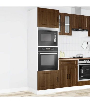 vidaXL Oven Cabinets 2 pcs Porto Brown Oak Engineered Wood — Size: 60 x 57 x 207 cm, Model: 1x oven cabinet