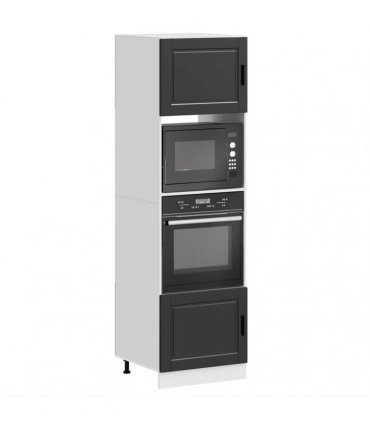 vidaXL Oven Cabinets 2 pcs Porto Black Engineered Wood — Size: 60 x 57 x 207 cm, Model: 1x oven cabinet