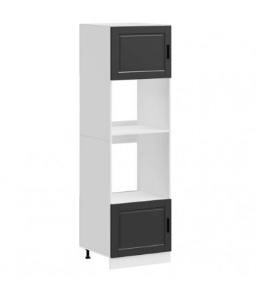 vidaXL Oven Cabinets 2 pcs Porto Black Engineered Wood — Size: 60 x 57 x 207 cm, Model: 1x oven cabinet
