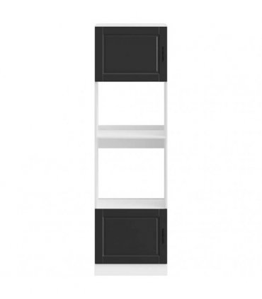 vidaXL Oven Cabinets 2 pcs Porto Black Engineered Wood — Size: 60 x 57 x 207 cm, Model: 1x oven cabinet