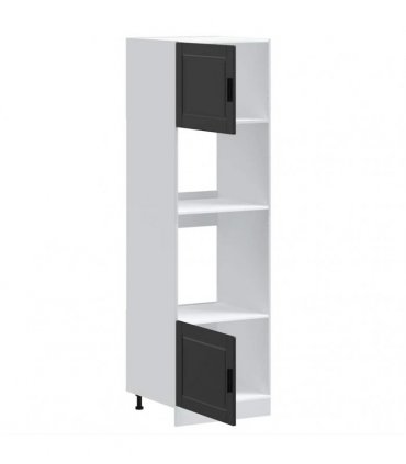 vidaXL Oven Cabinets 2 pcs Porto Black Engineered Wood — Size: 60 x 57 x 207 cm, Model: 1x oven cabinet