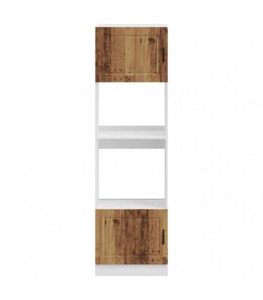 vidaXL Oven Cabinets 2 pcs Porto Old Wood Engineered Wood — Size: 60 x 57 x 207 cm, Model: 1x oven cabinet