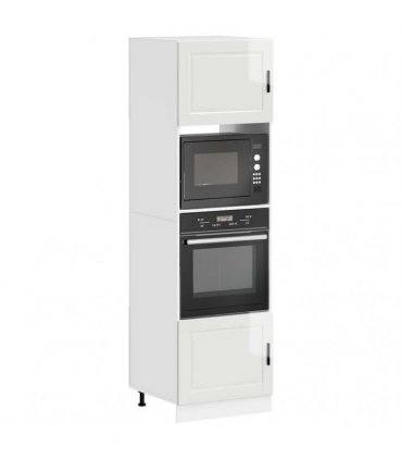 vidaXL Oven Cabinets 2 pcs Porto Gloss White Engineer — Colour: high gloss white, Size: 60 x 57 x 207 cm, Model: 1x oven cabinet