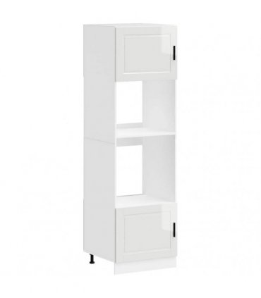vidaXL Oven Cabinets 2 pcs Porto Gloss White Engineer — Colour: high gloss white, Size: 60 x 57 x 207 cm, Model: 1x oven cabinet