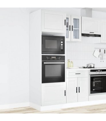 vidaXL Oven Cabinets 2 pcs Porto Gloss White Engineer — Colour: high gloss white, Size: 60 x 57 x 207 cm, Model: 1x oven cabinet