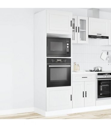 vidaXL Oven Cabinets 2 pcs Porto White Engineered Wood — Size: 60 x 57 x 207 cm, Model: 1x oven cabinet