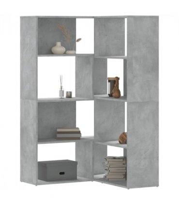 vidaXL Corner Bookcase 4-Tier Concrete Grey 85x85x140 cm Engineered Wood