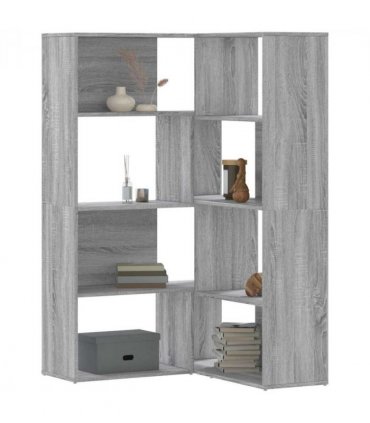 vidaXL Corner Bookcase 4-Tier Grey Sonoma 85x85x140 cm Engineered Wood
