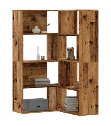 vidaXL Corner Bookcase 4-Tier Old Wood 85x85x140 cm Engineered Wood