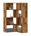vidaXL Corner Bookcase 4-Tier Old Wood 85x85x140 cm Engineered Wood