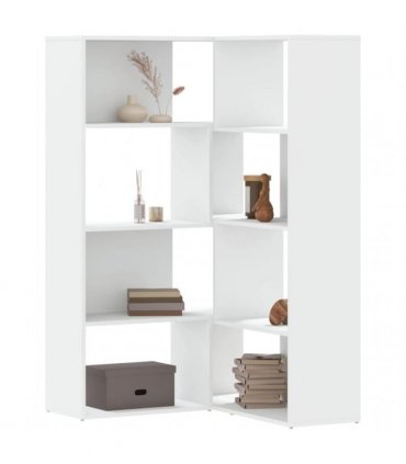 vidaXL Corner Bookcase 4-Tier White 85x85x140 cm Engineered Wood