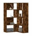 vidaXL Corner Bookcase 4-Tier Smoked Oak 85x85x140 cm Engineered Wood
