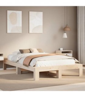 vidaXL Bed Frame without Mattress 120x190 cm Small Double Solid Wood Pine — Colour: natural, Size: 120 x 190 cm — V0671990156