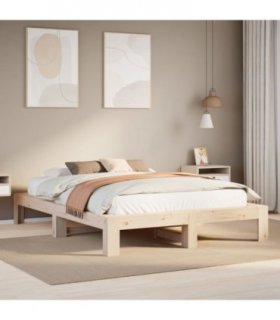 vidaXL Bed Frame without Mattress 150x200 cm King Size Solid Wood Pine — Colour: natural, Size: 150 x 200 cm — V0671990160