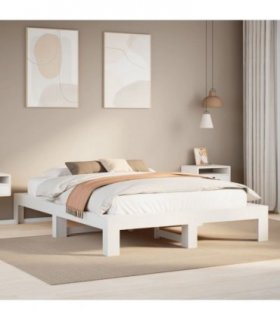vidaXL Bed Frame without Mattress White 150x200 cm King Size Solid Wood Pine — Size: 150 x 200 cm — V0671990170