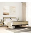 vidaXL Metal Bed Frame without Mattress Sonoma Oak 160x200 cm — Size: 160 x 200 cm, Model: with headboard & high footboard