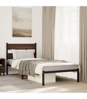 vidaXL Bed Frame without Mattress with Headboard Brown Oak 90x200 cm — Size: 90 x 200 cm