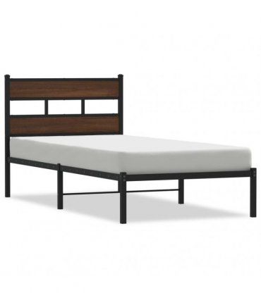vidaXL Bed Frame without Mattress with Headboard Brown Oak 90x200 cm — Size: 90 x 200 cm