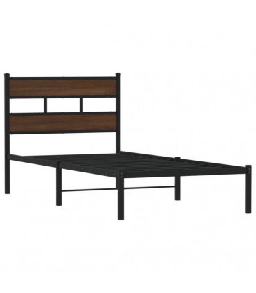 vidaXL Bed Frame without Mattress with Headboard Brown Oak 90x200 cm — Size: 90 x 200 cm