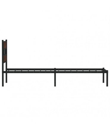 vidaXL Bed Frame without Mattress with Headboard Brown Oak 90x200 cm — Size: 90 x 200 cm