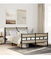 vidaXL Metal Bed Frame without Mattress Sonoma Oak 140x200 cm — Size: 140 x 200 cm, Model: with headboard & footboard