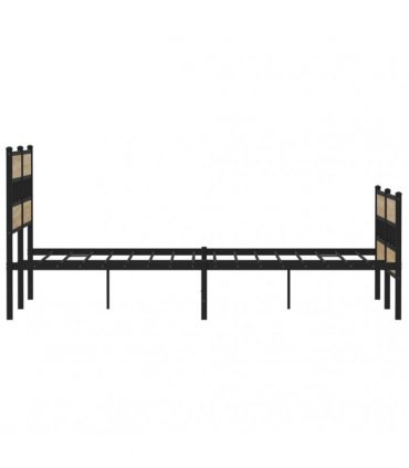 vidaXL Metal Bed Frame without Mattress Sonoma Oak 140x200 cm — Size: 140 x 200 cm, Model: with headboard & footboard