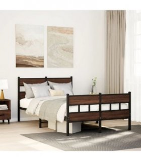 vidaXL Bed Frame without Mattress with Headboard and — Colour: brown oak, Size: 120 x 200 cm, Model: with headboard & footboard